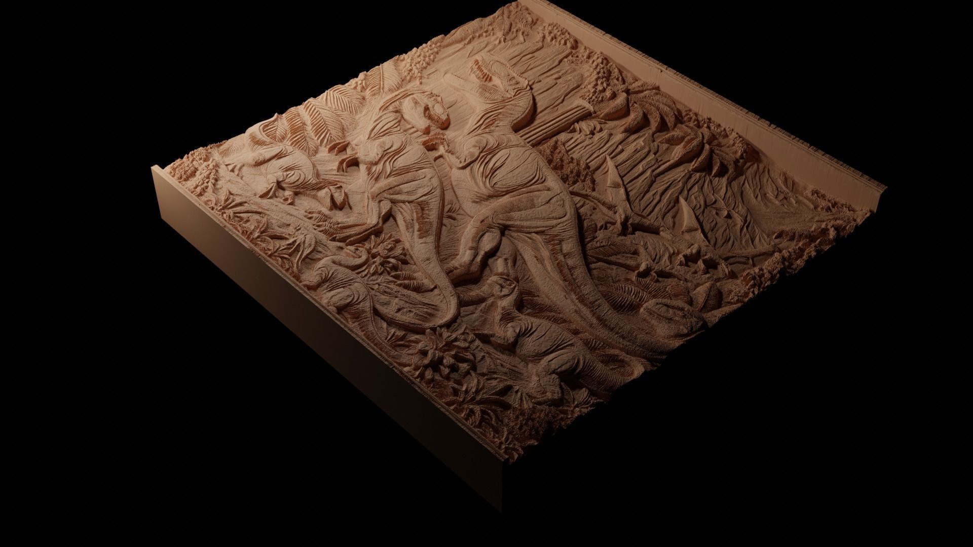 Jurassic CNC 3d Print High Relief Sand Casting 3D print model_1