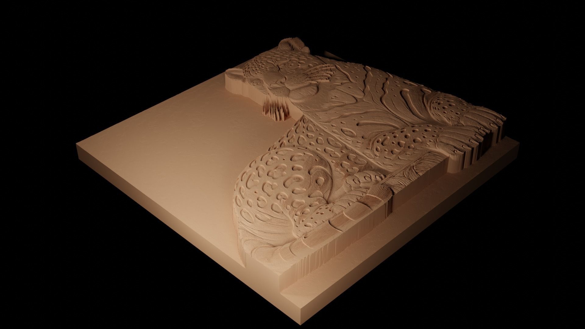 Jaguar CNC 3d Print High Relief Sand Casting 3D print model_2