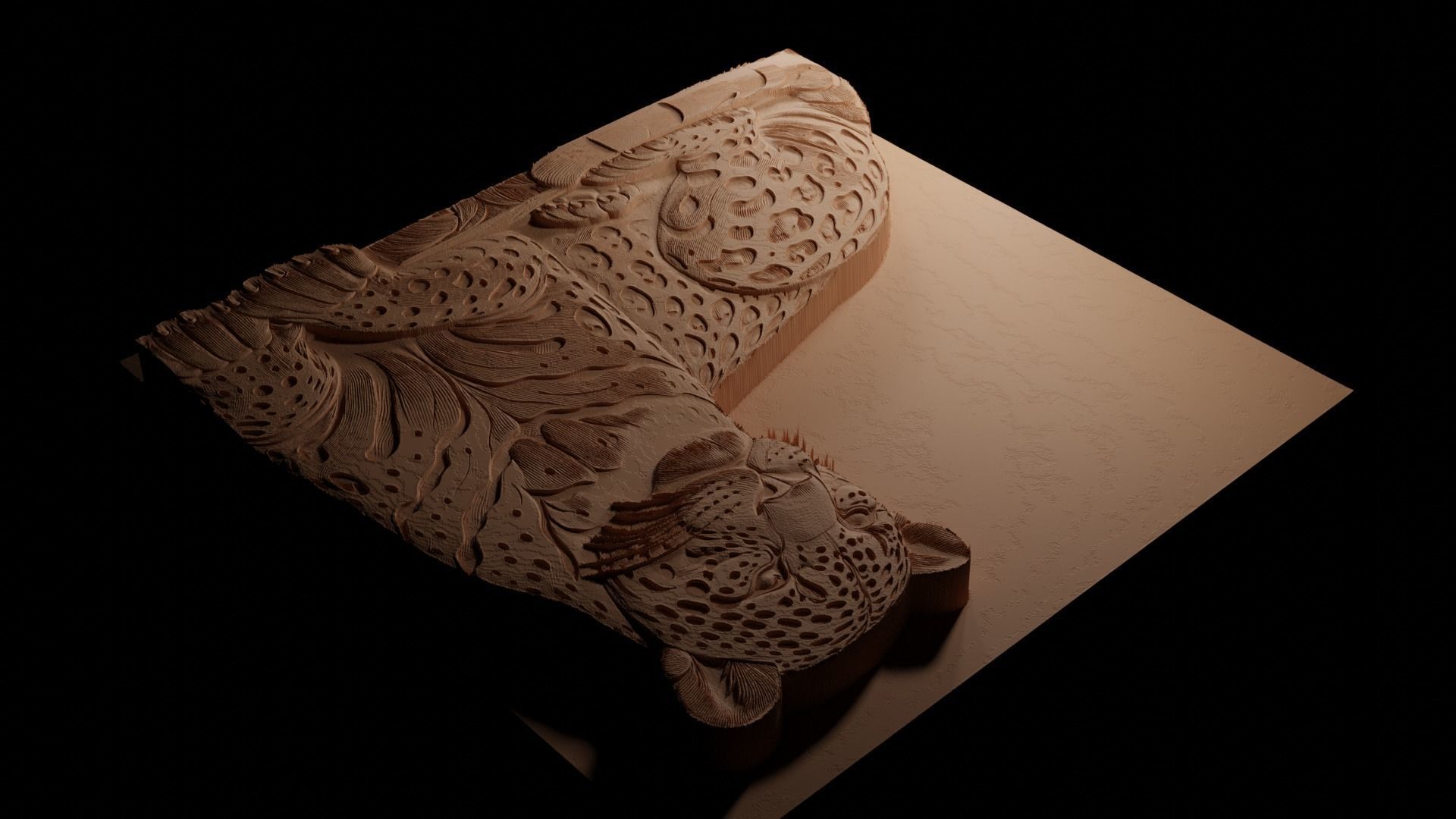 Jaguar CNC 3d Print High Relief Sand Casting 3D print model_3