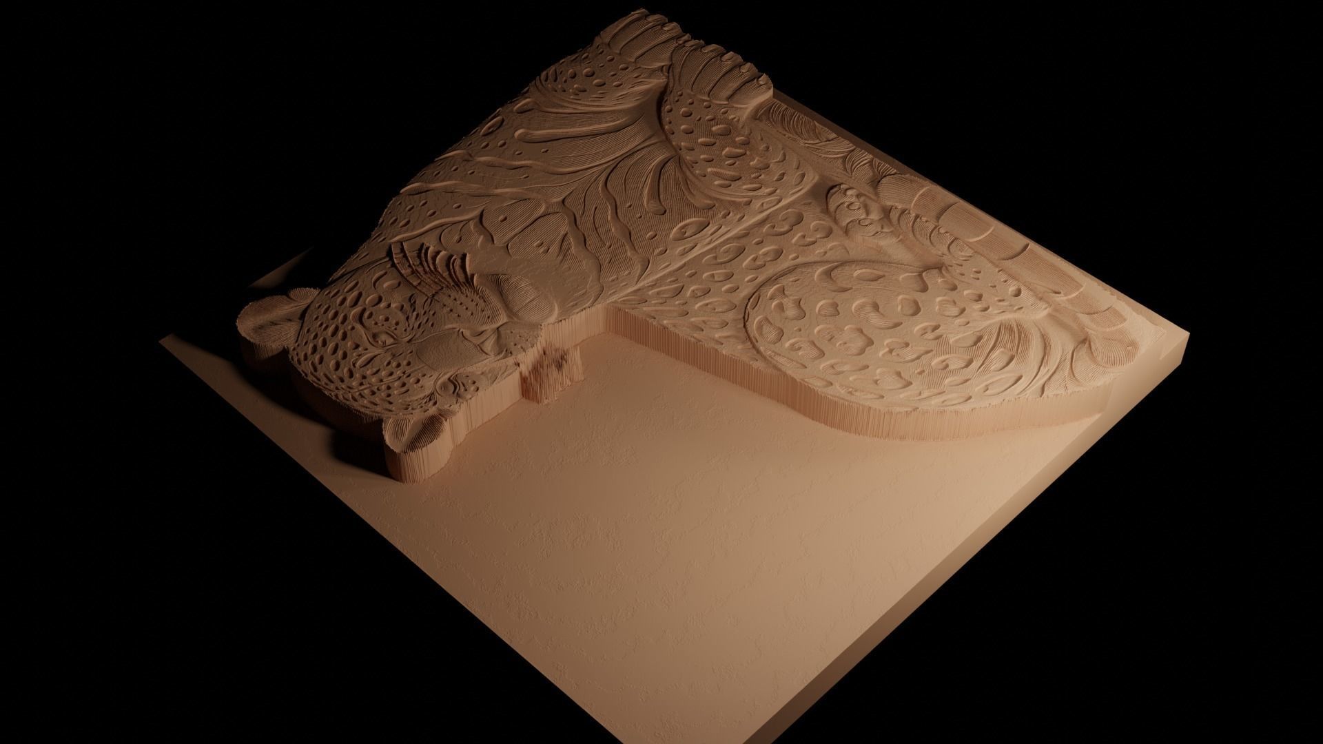 Jaguar CNC 3d Print High Relief Sand Casting 3D print model_4