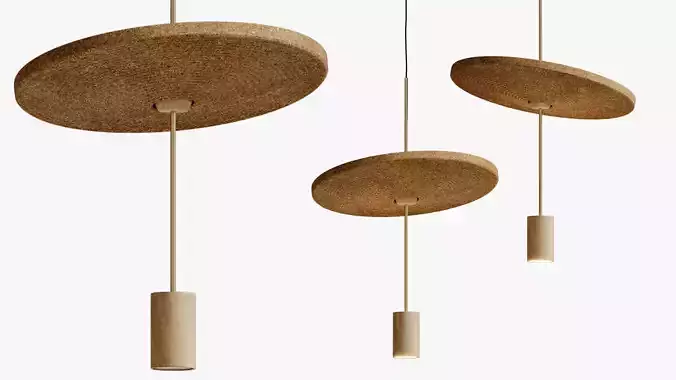 Acoustic suspension lamp Calma C light cork Luxcambra 3D model