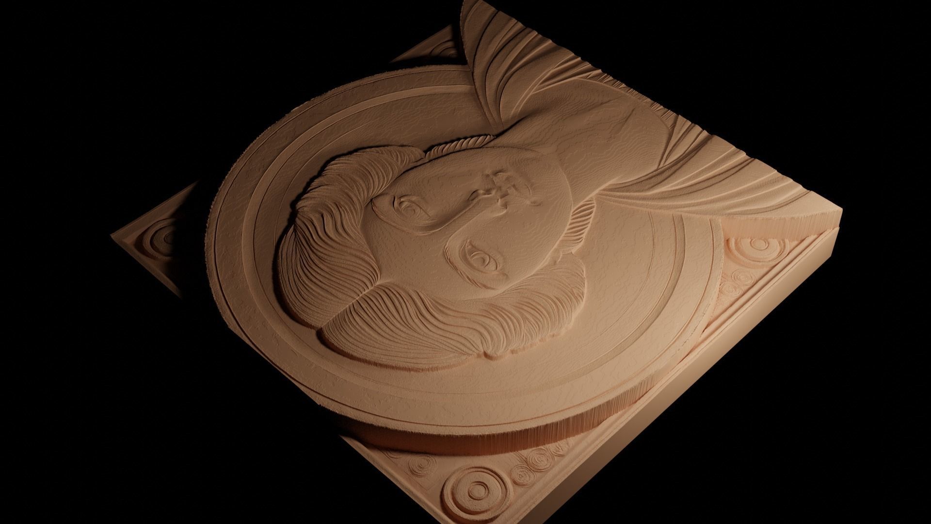 Hypatia CNC 3d Print High Relief Sand Casting 3D print model_4