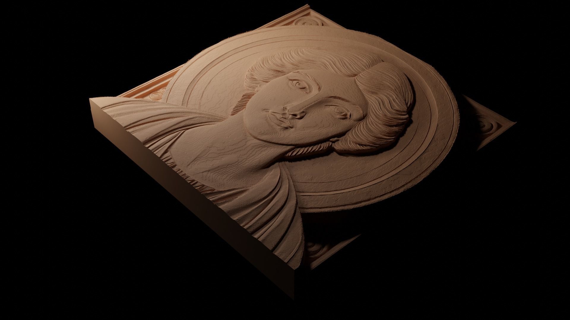 Hypatia CNC 3d Print High Relief Sand Casting 3D print model_1