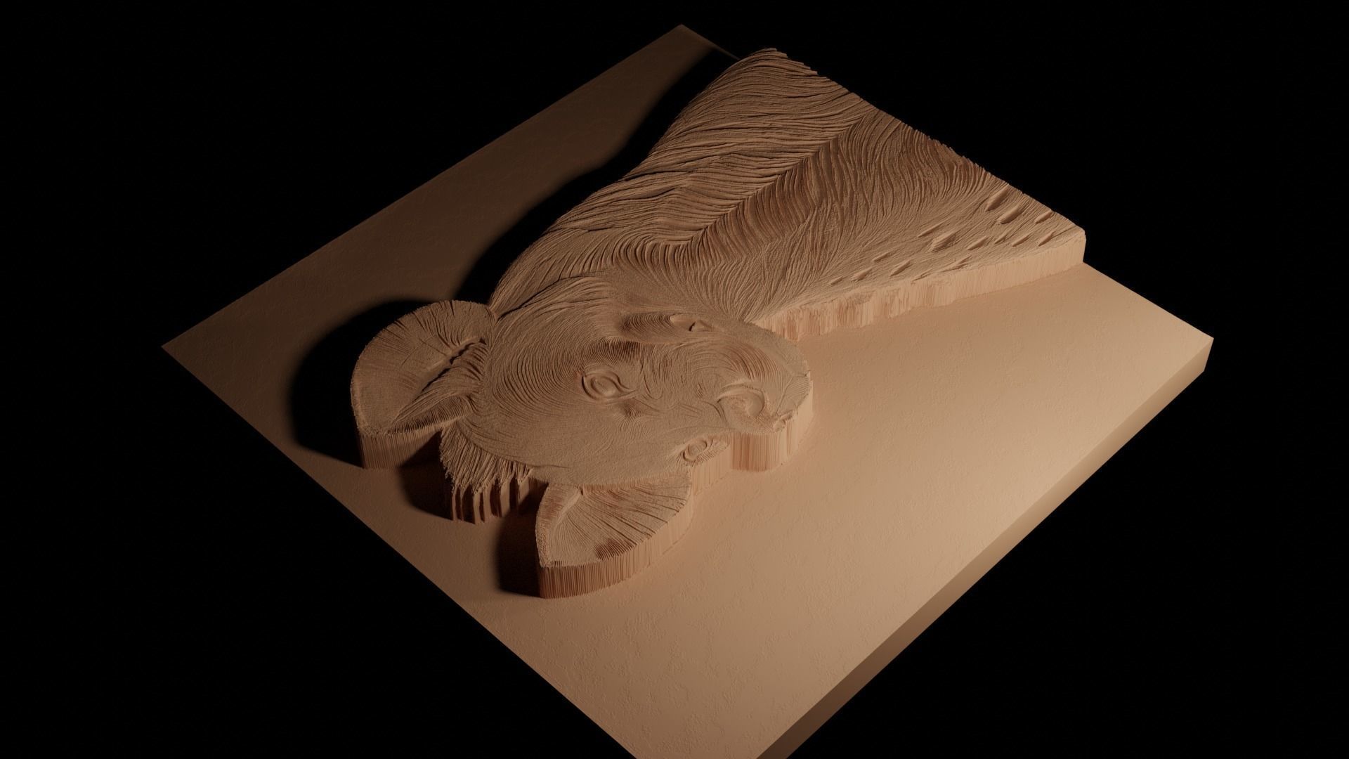 Hyena CNC 3d Print High Relief Sand Casting 3D print model_4