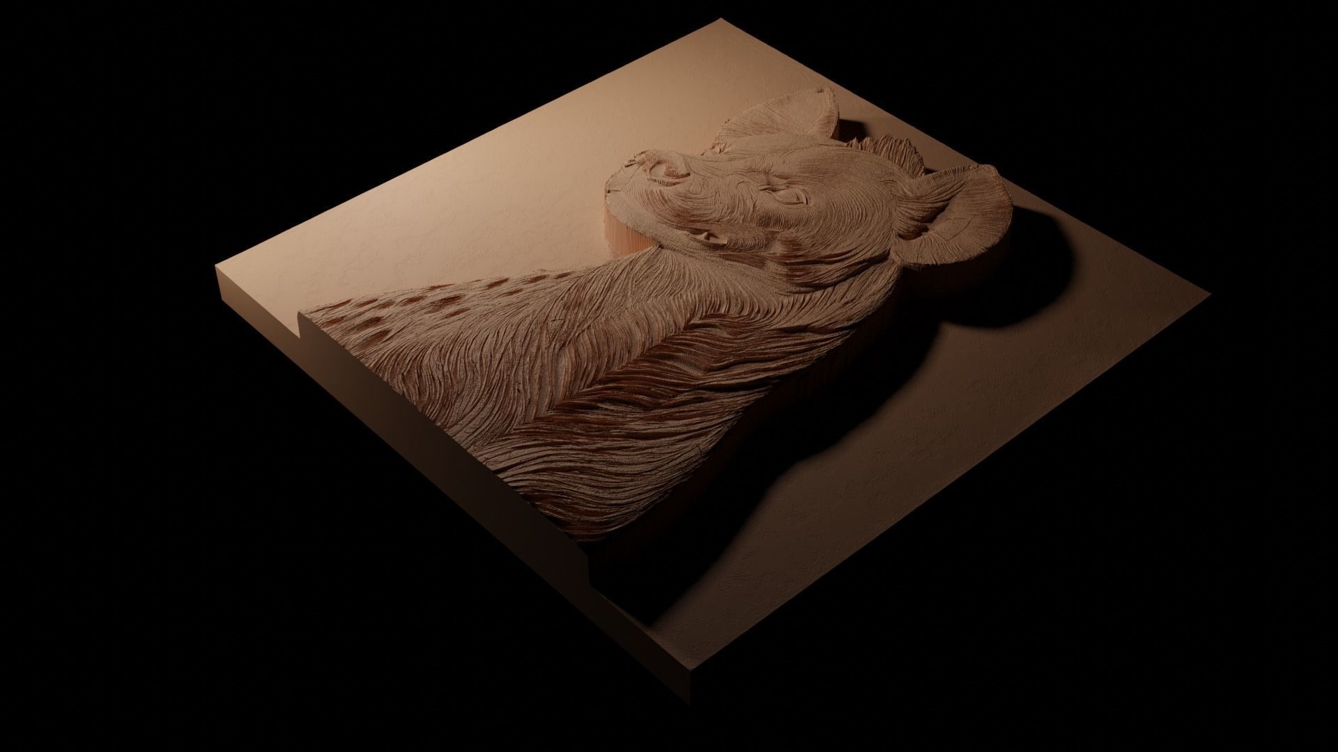 Hyena CNC 3d Print High Relief Sand Casting 3D print model_1