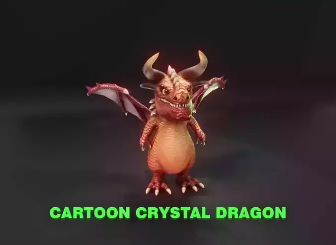Cartoon Crystal Dragon 3D Model Low-poly 3D model