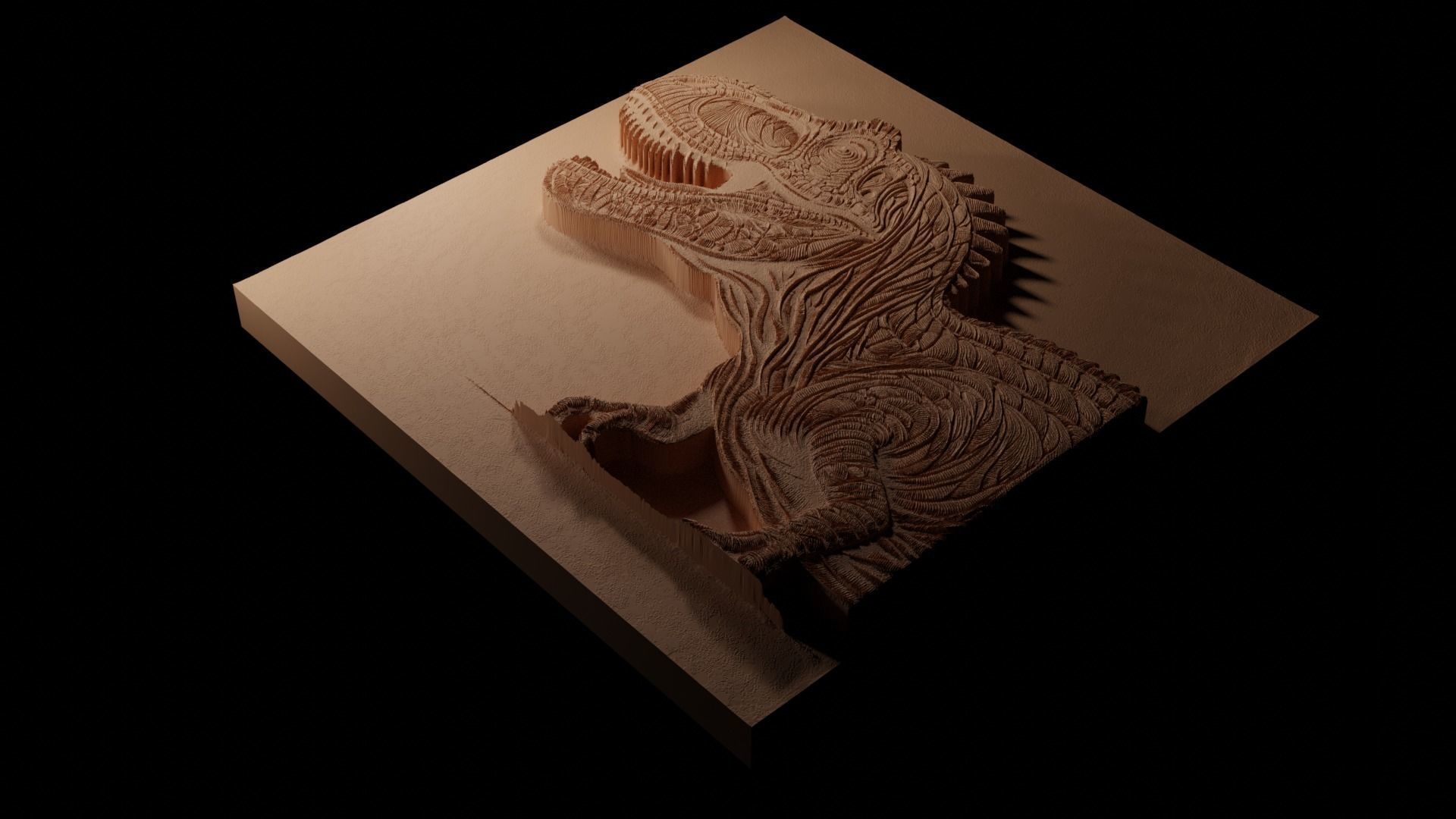 Giganotosaurus CNC 3d Print High Relief Sand Casting 3D print model_1