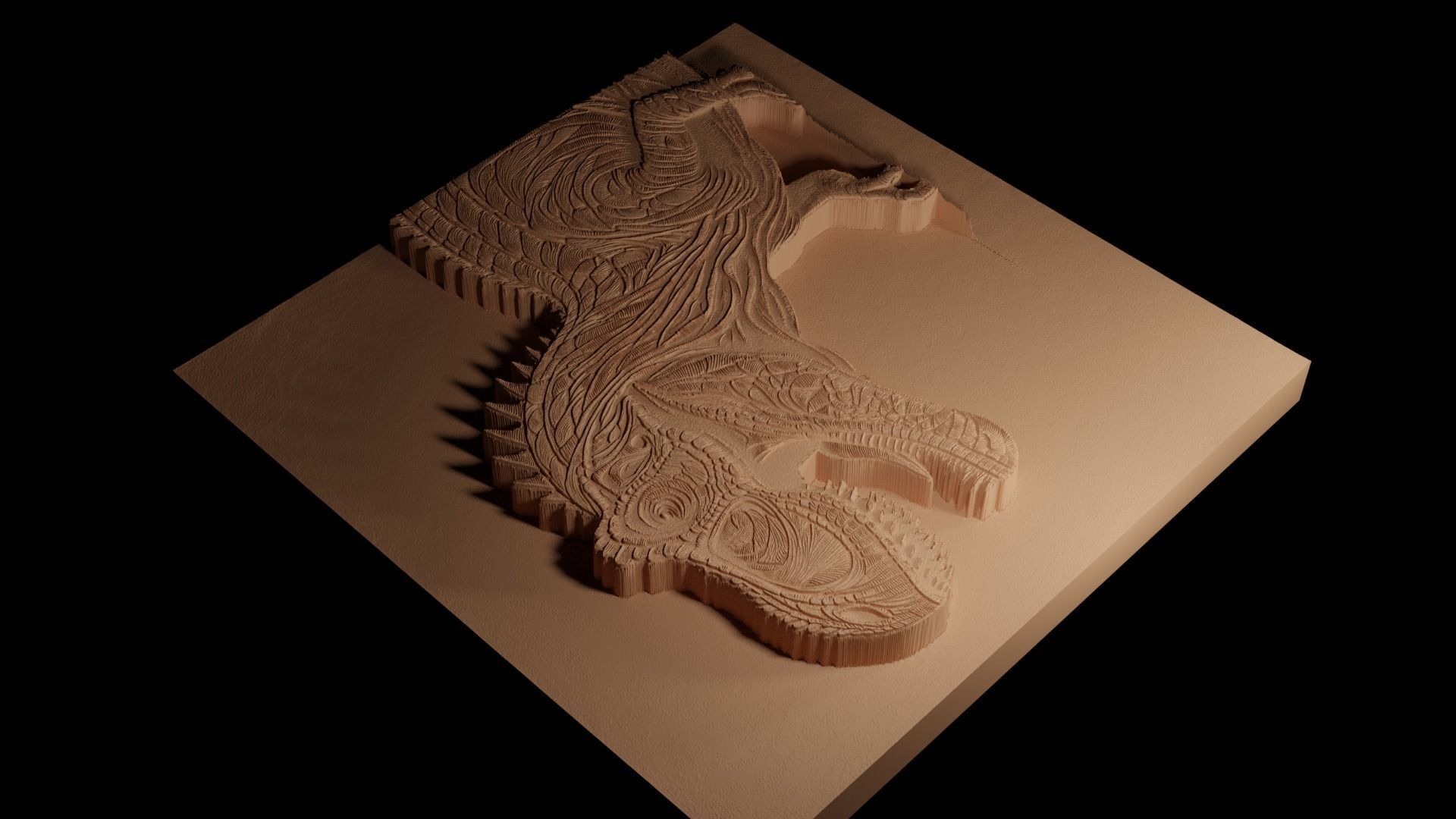Giganotosaurus CNC 3d Print High Relief Sand Casting 3D print model_4
