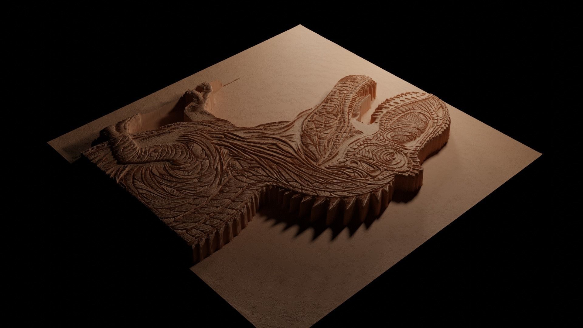 Giganotosaurus CNC 3d Print High Relief Sand Casting 3D print model_3