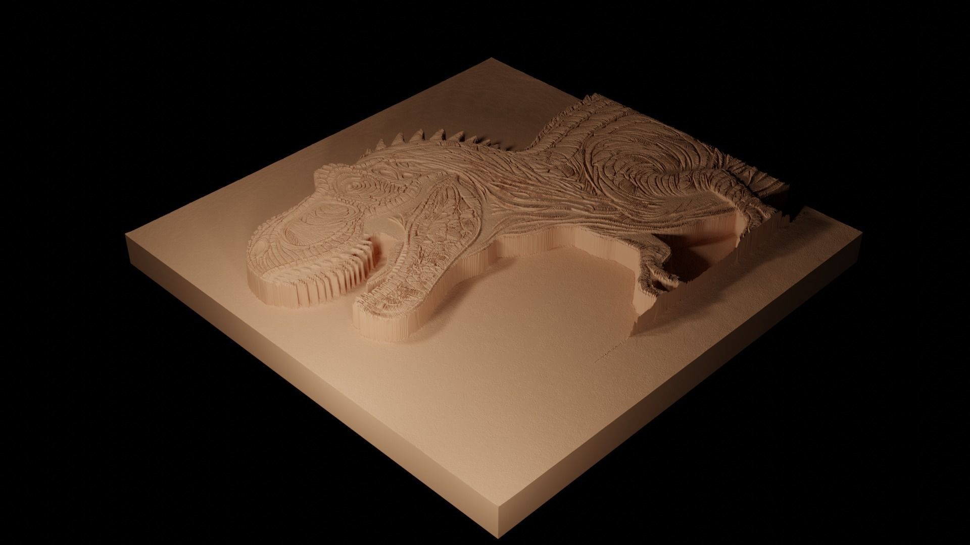 Giganotosaurus CNC 3d Print High Relief Sand Casting 3D print model_2