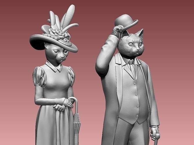 HUSBAND WIFE CATS 3D print model