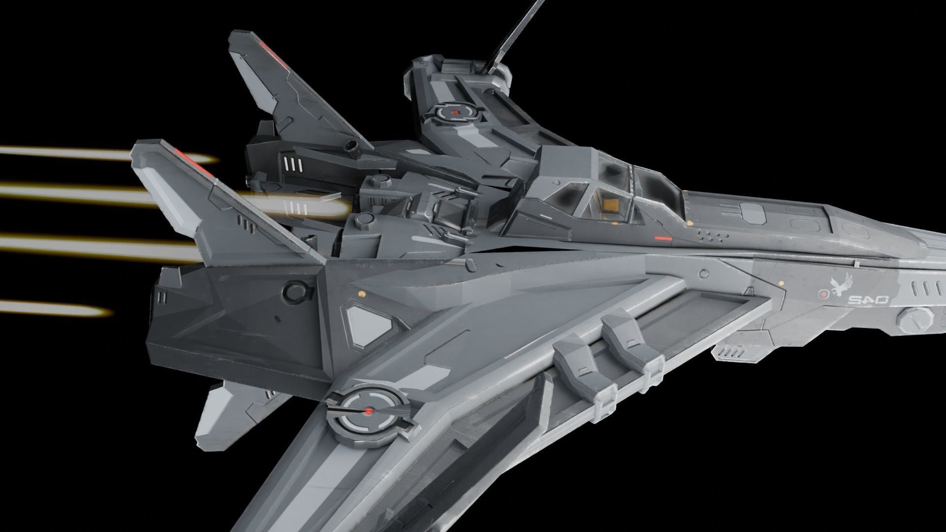 spaceship Low-poly 3D model_27