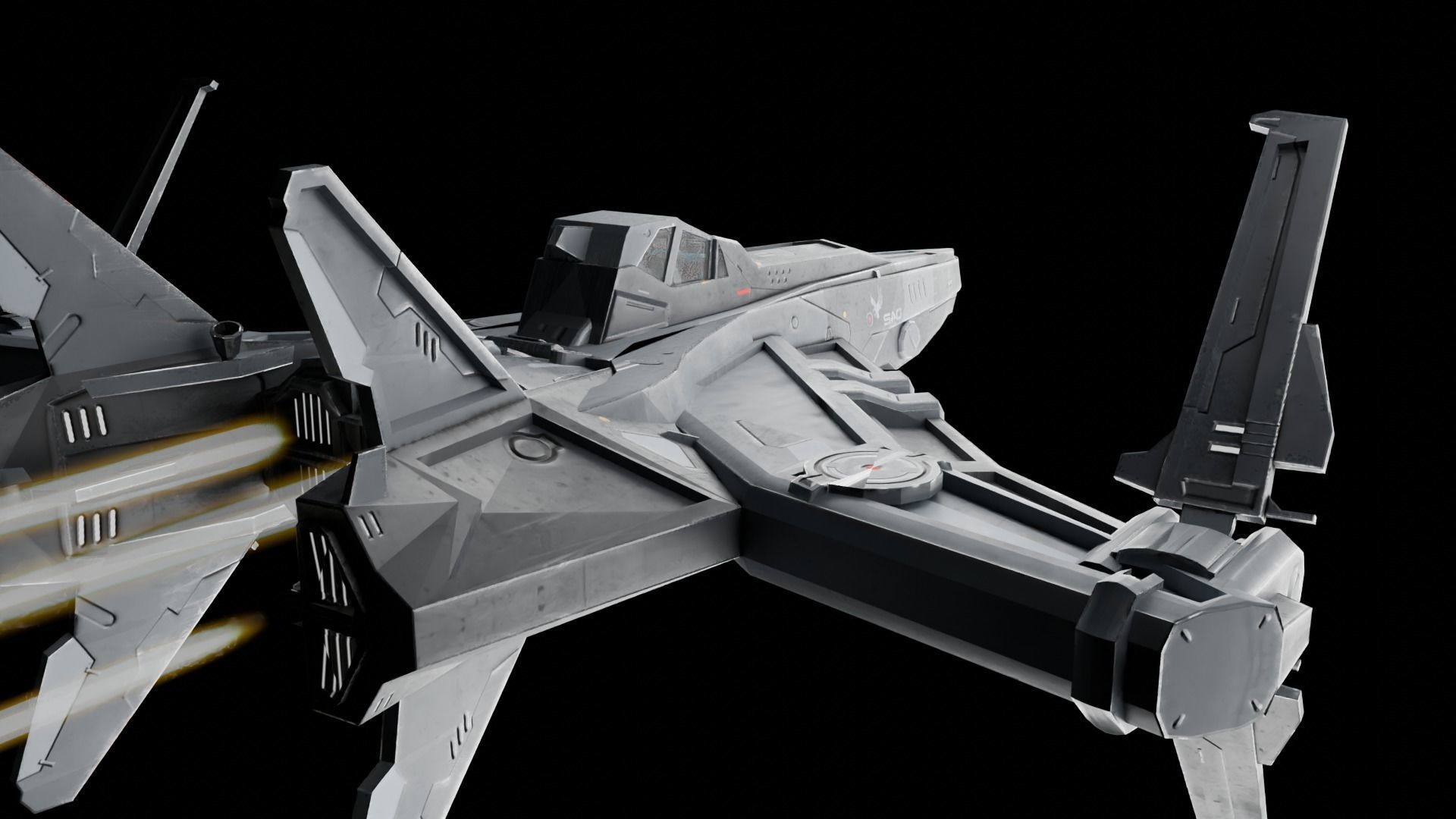 spaceship Low-poly 3D model_26