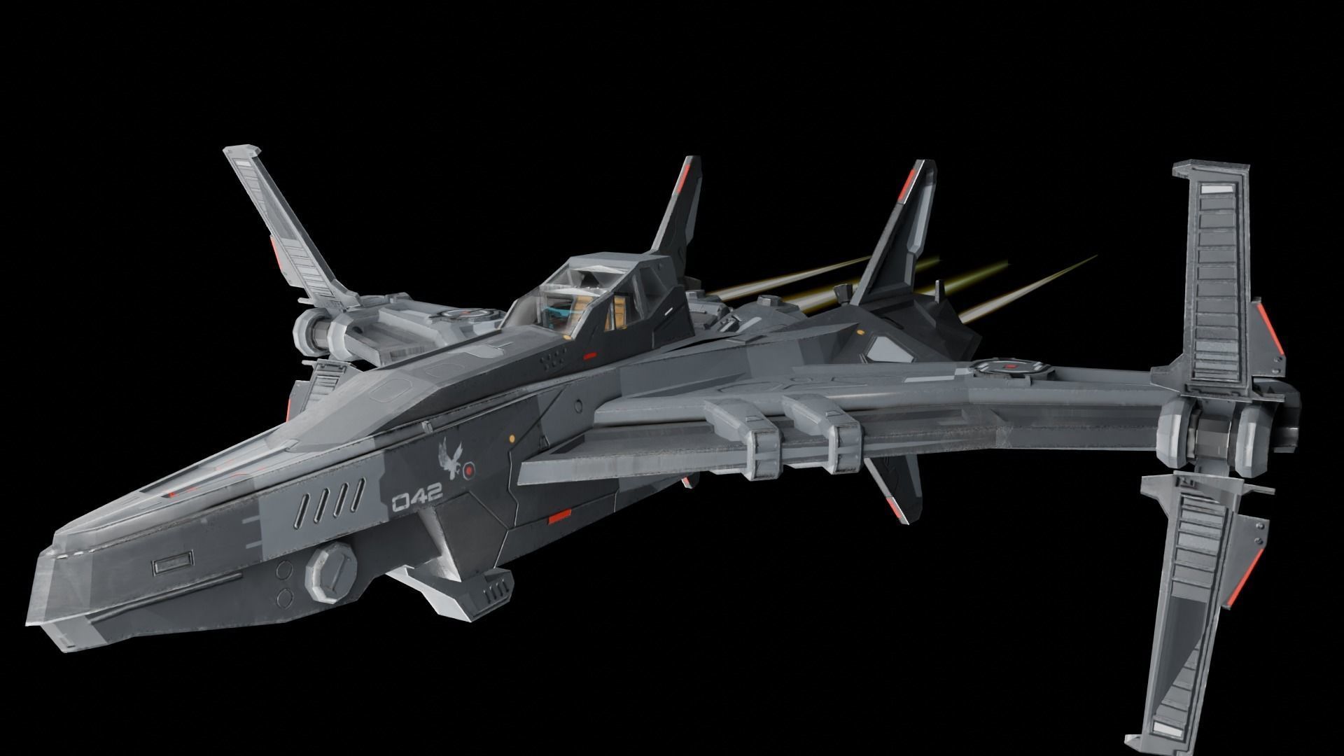 spaceship Low-poly 3D model_19