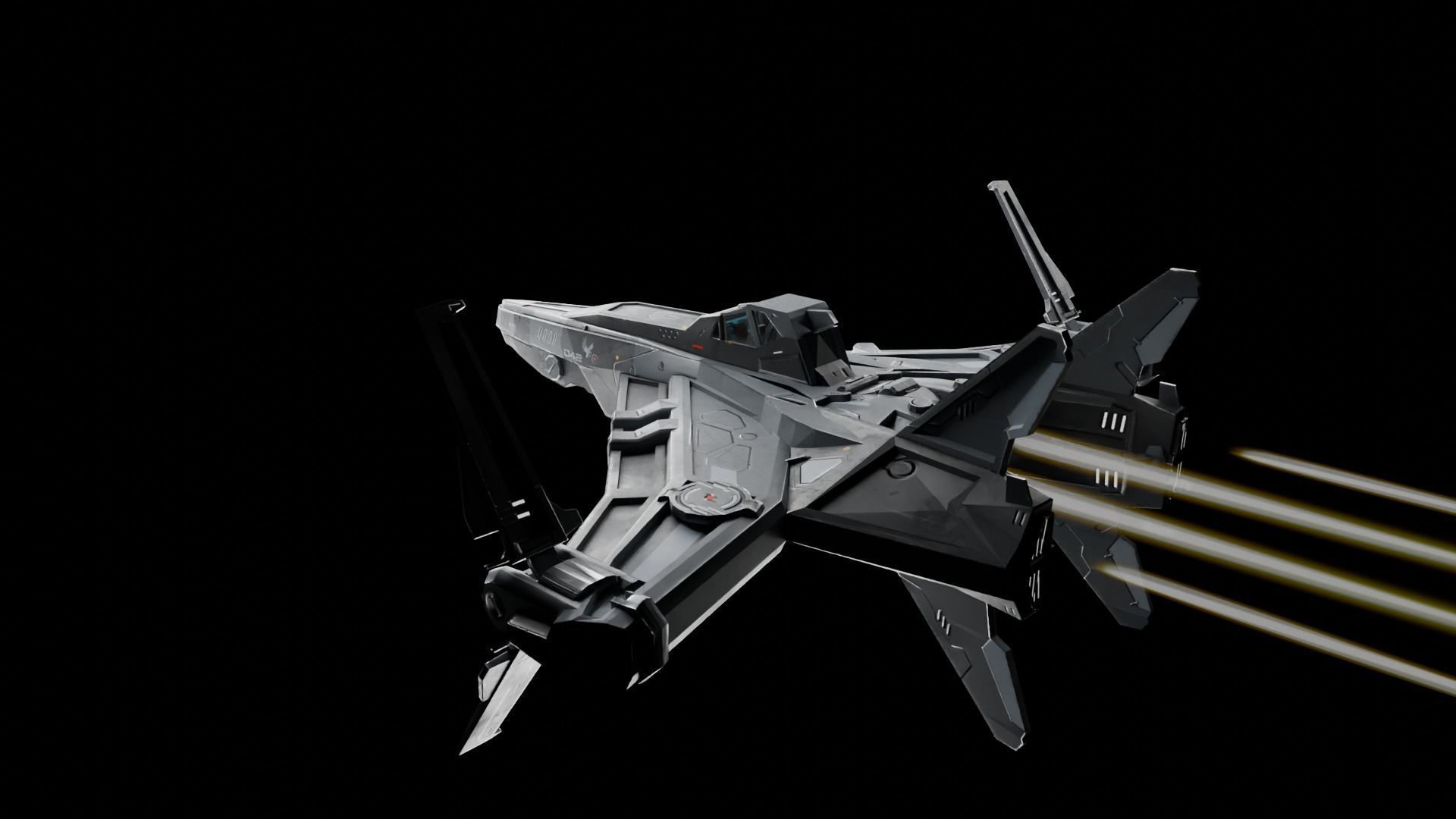 spaceship Low-poly 3D model_18