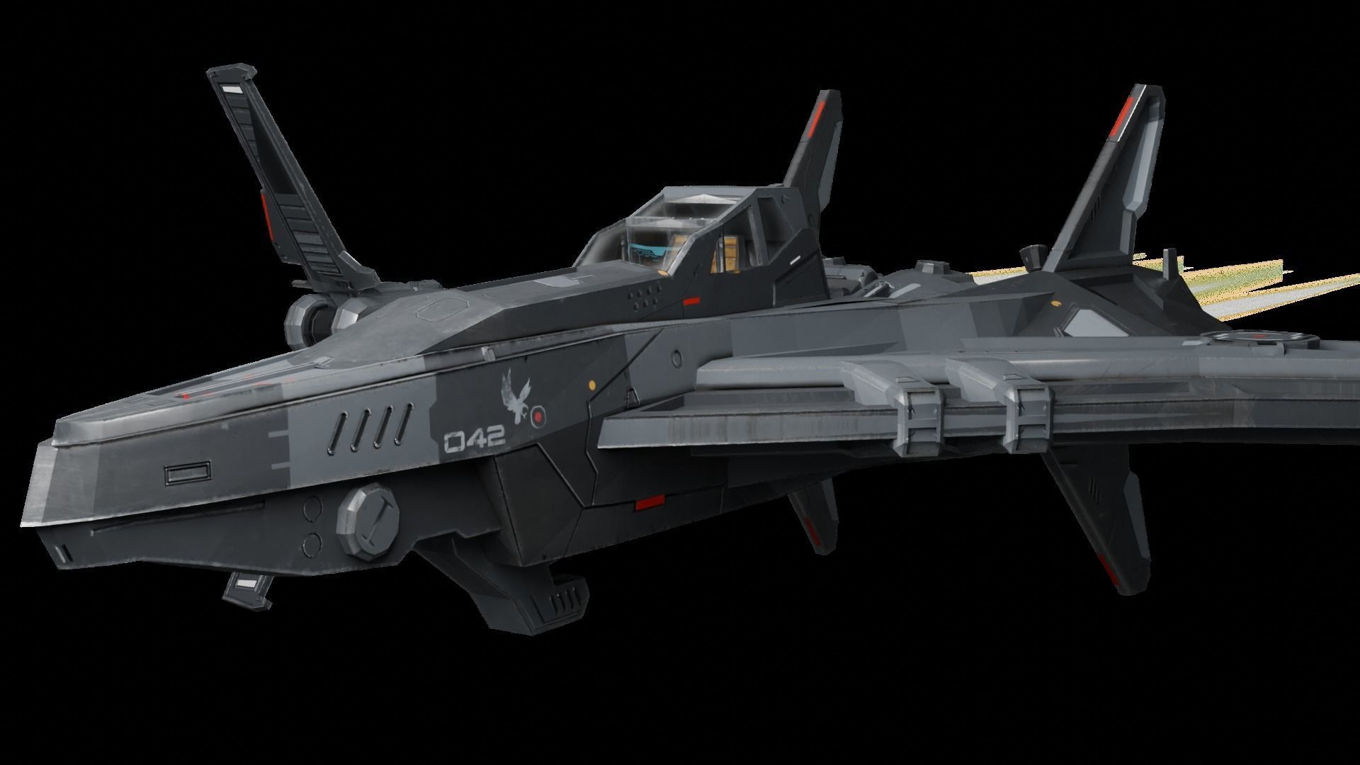 spaceship Low-poly 3D model_15