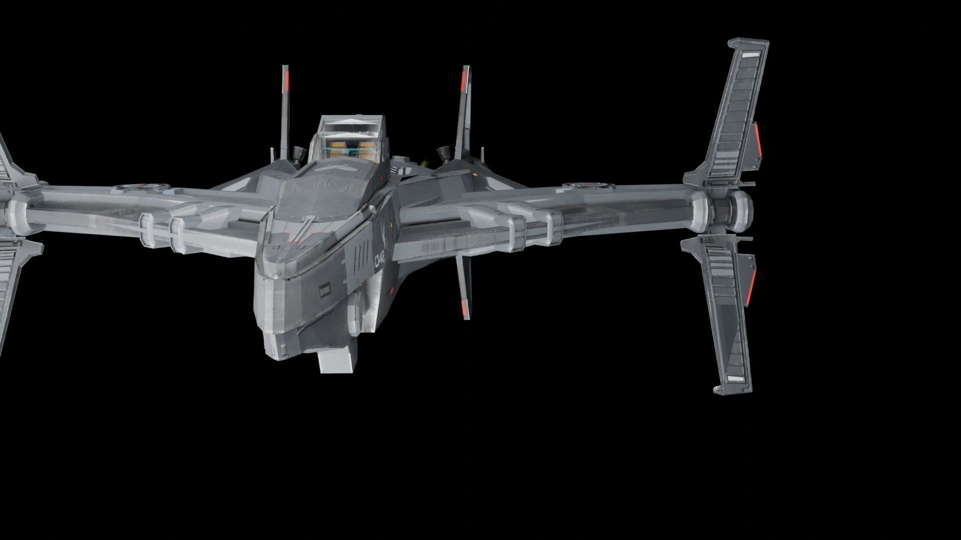 spaceship Low-poly 3D model_13