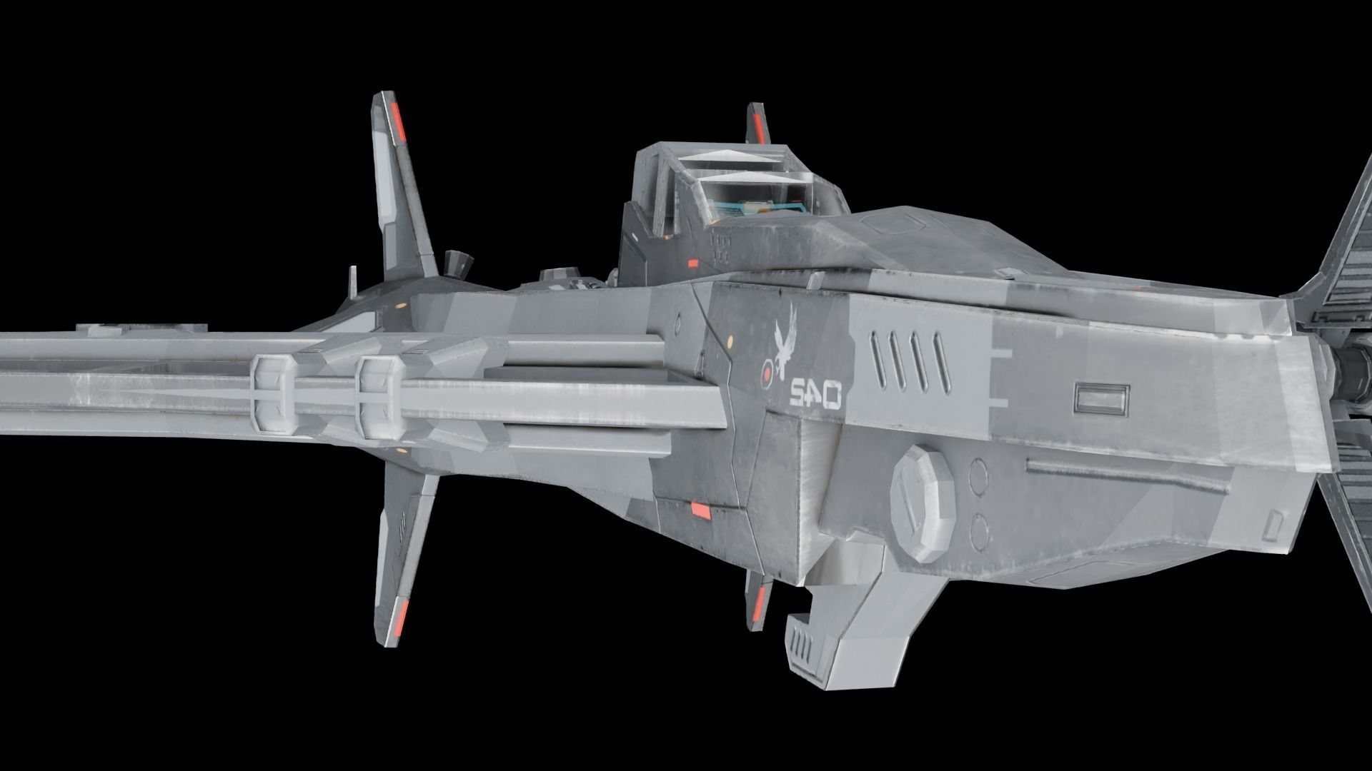 spaceship Low-poly 3D model_12