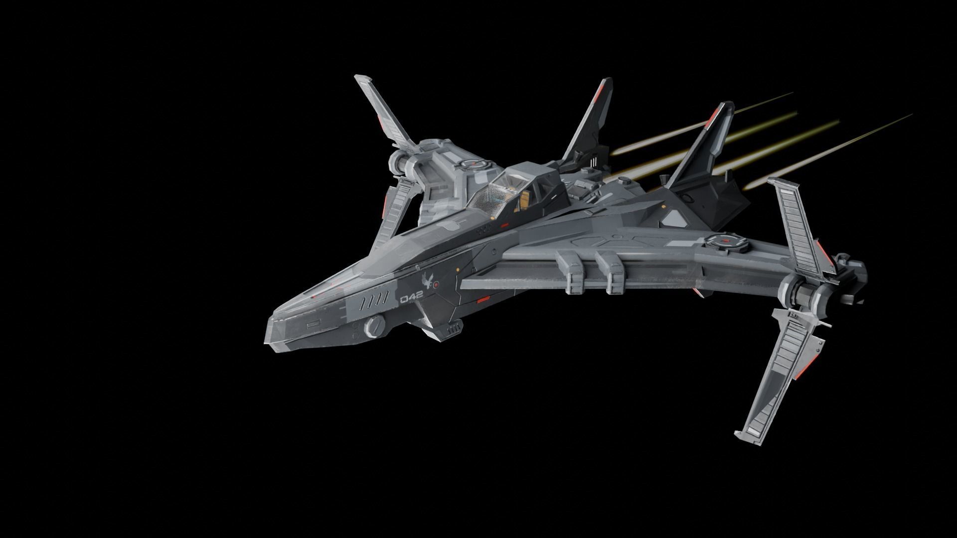 spaceship Low-poly 3D model_16