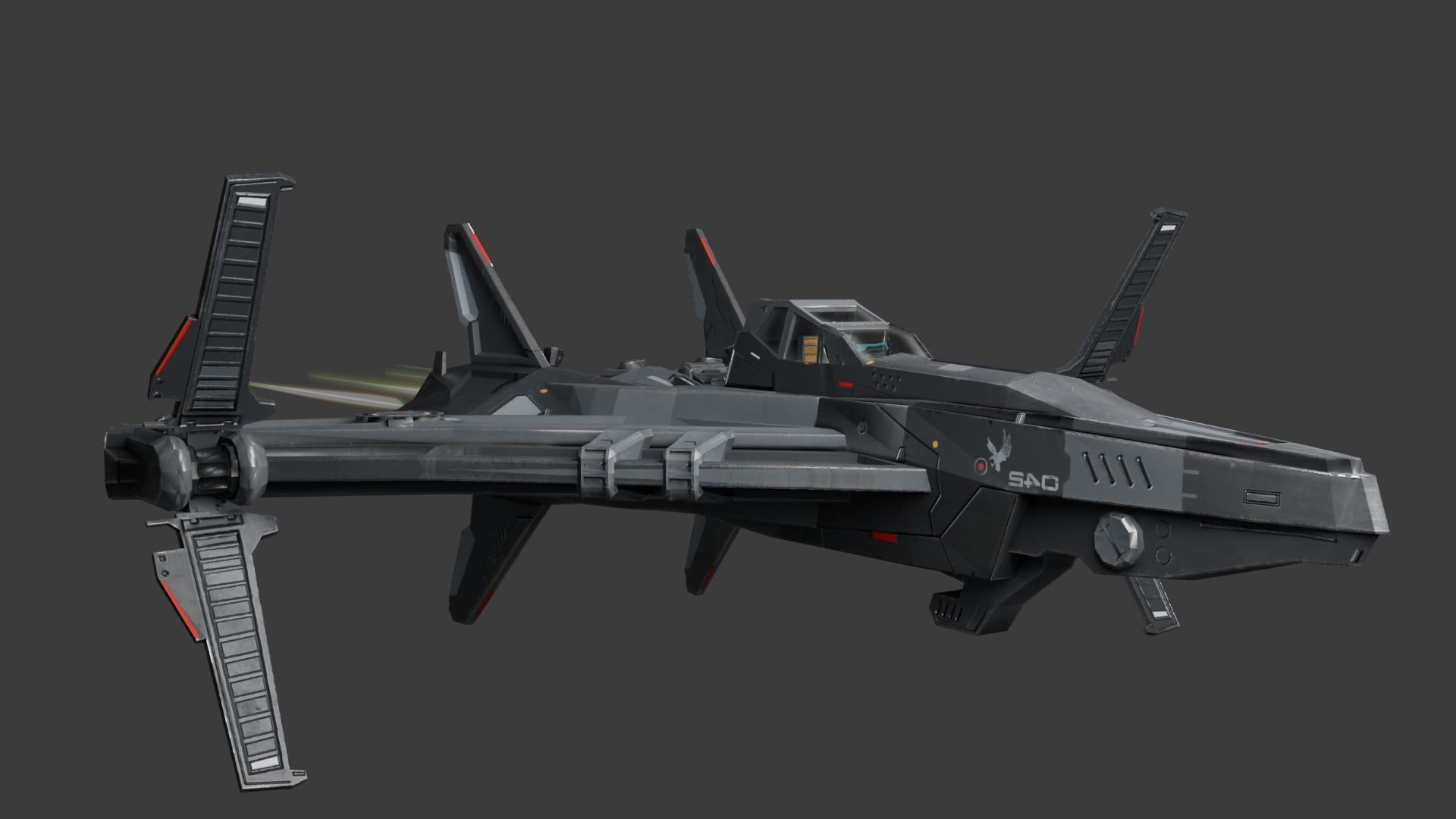 spaceship Low-poly 3D model_1