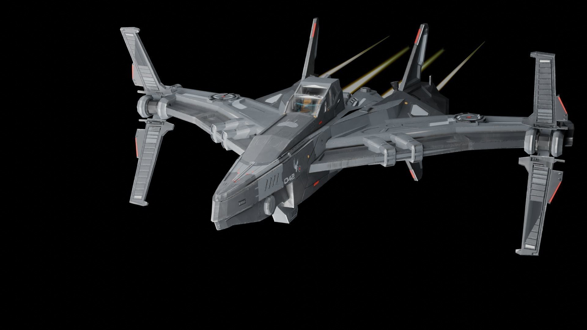 spaceship Low-poly 3D model_20