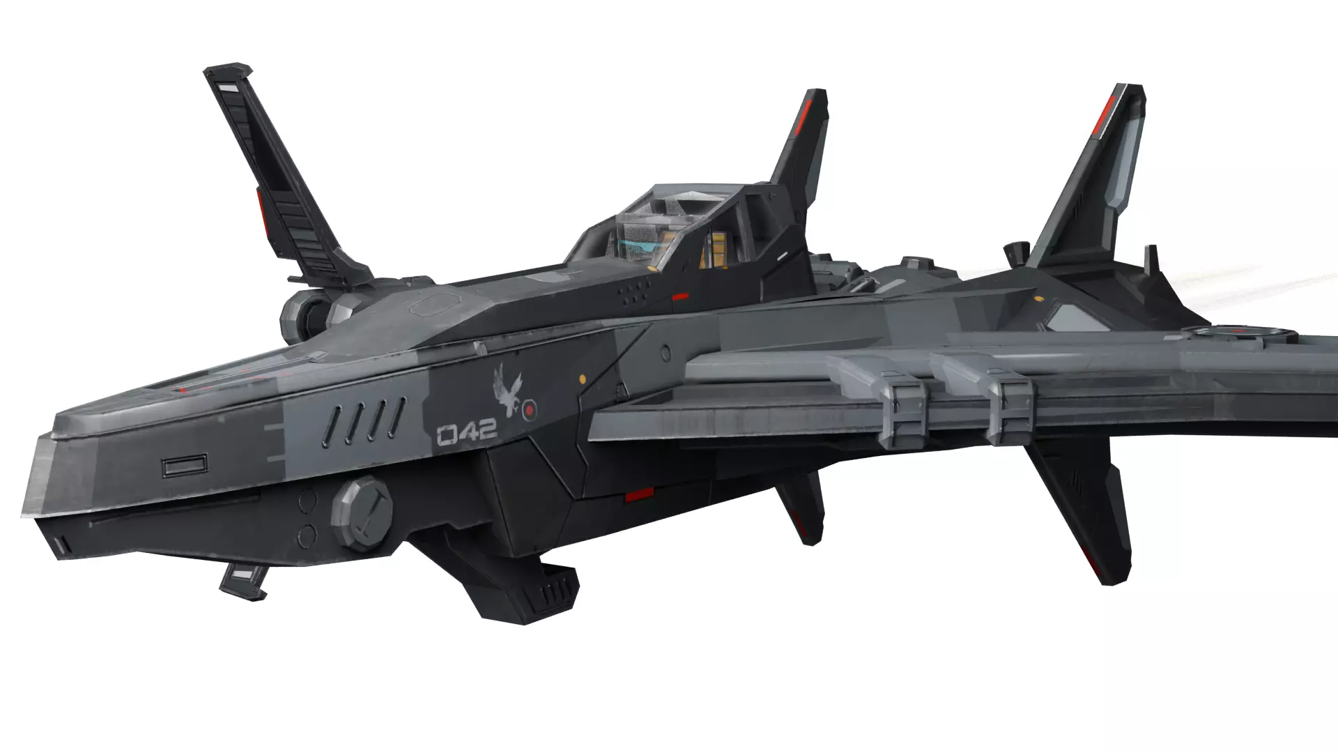 spaceship Low-poly 3D model_0