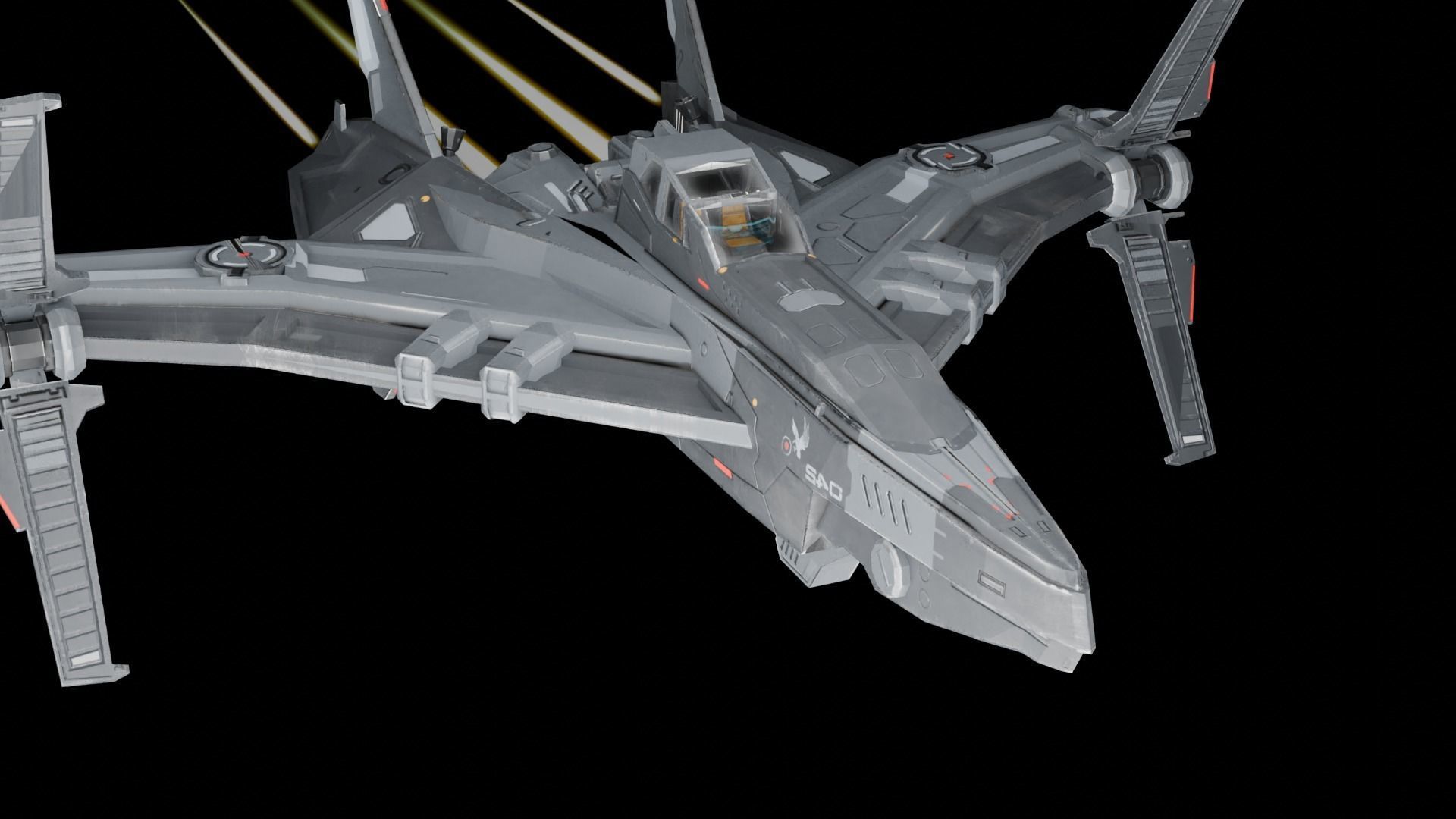 spaceship Low-poly 3D model_14