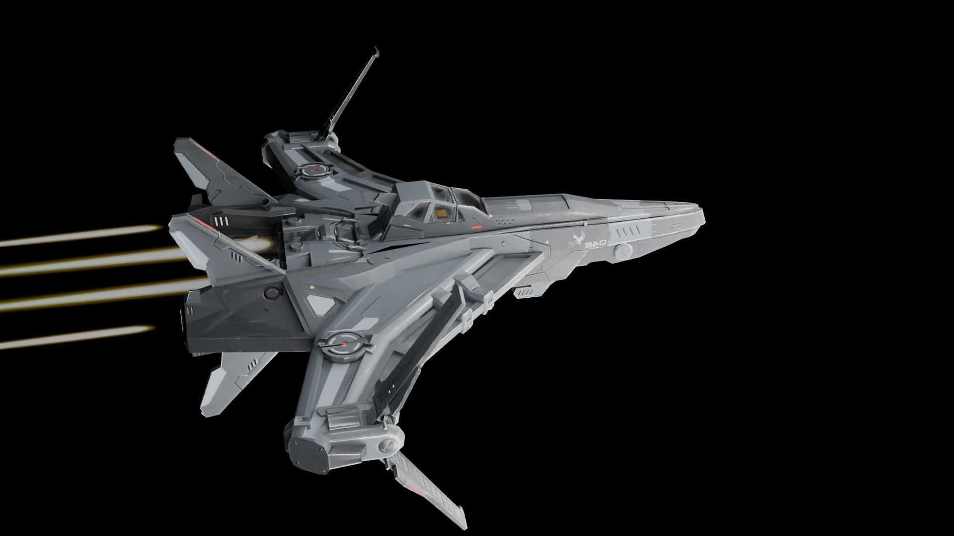 spaceship Low-poly 3D model_28