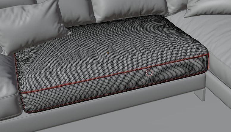 Leather Sofa with Metal Legs 3D model_12