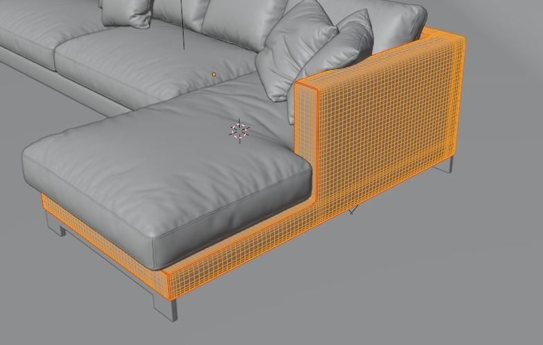 Leather Sofa with Metal Legs 3D model_11