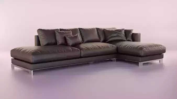 Leather Sofa with Metal Legs