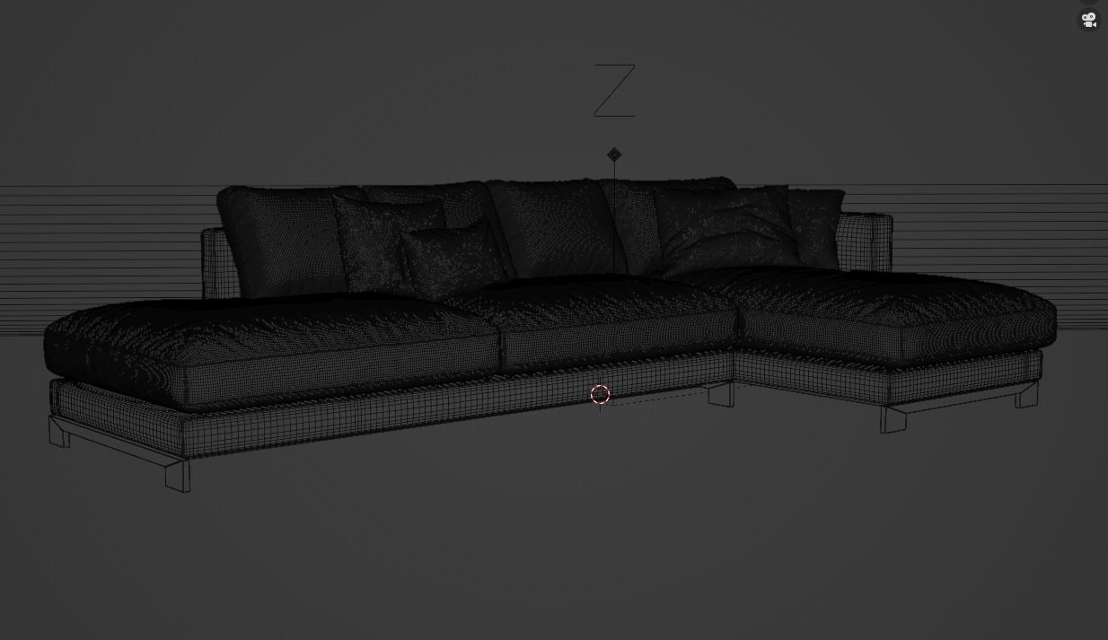 Leather Sofa with Metal Legs 3D model_3