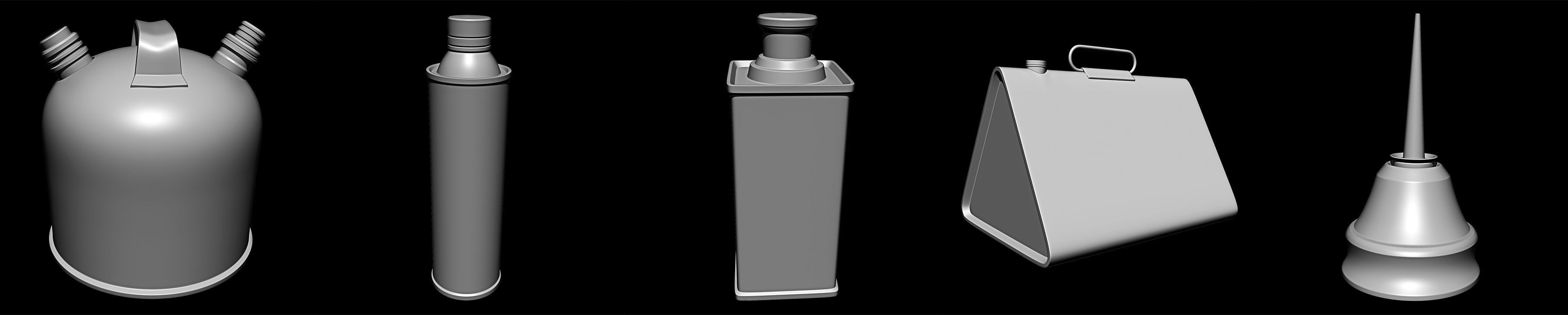 50 Oil Cans Base Mesh Pack Low-poly 3D model_8