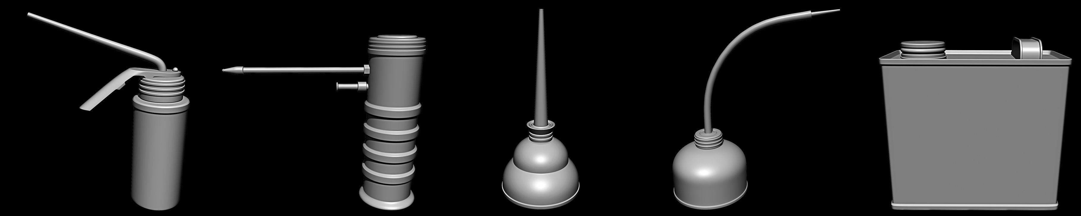 50 Oil Cans Base Mesh Pack Low-poly 3D model_2