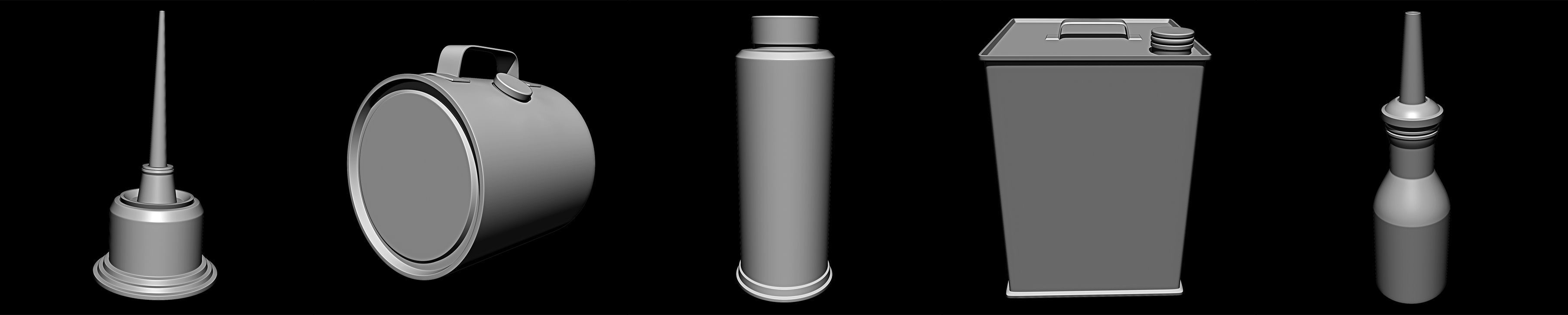50 Oil Cans Base Mesh Pack Low-poly 3D model_9
