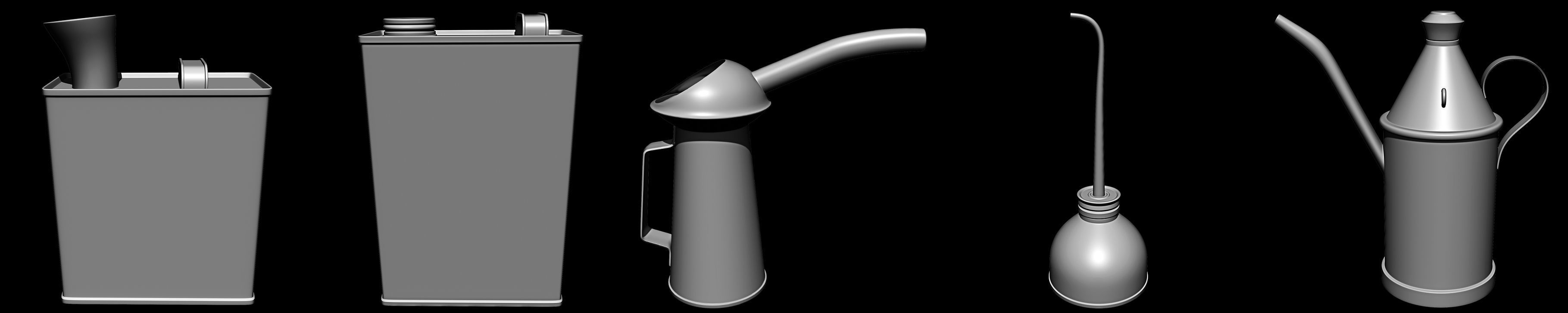 50 Oil Cans Base Mesh Pack Low-poly 3D model_4