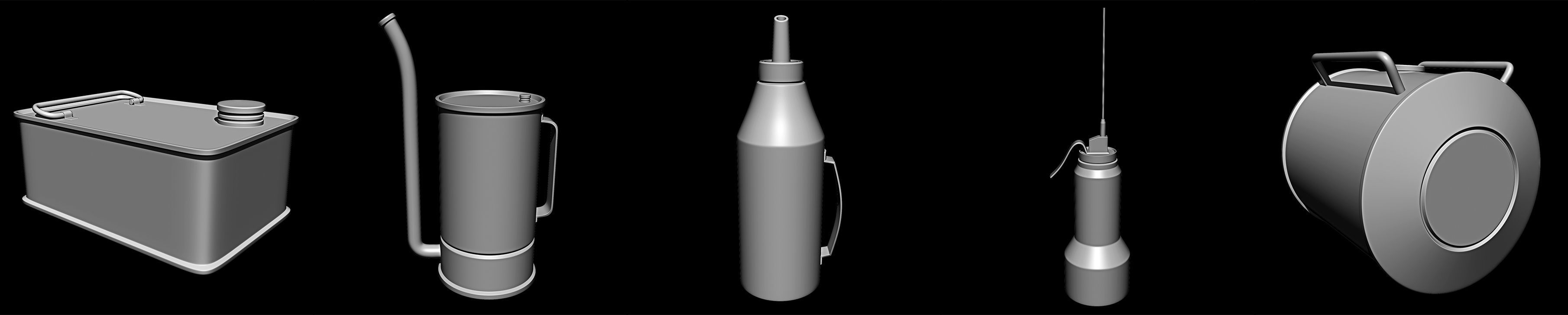 50 Oil Cans Base Mesh Pack Low-poly 3D model_10