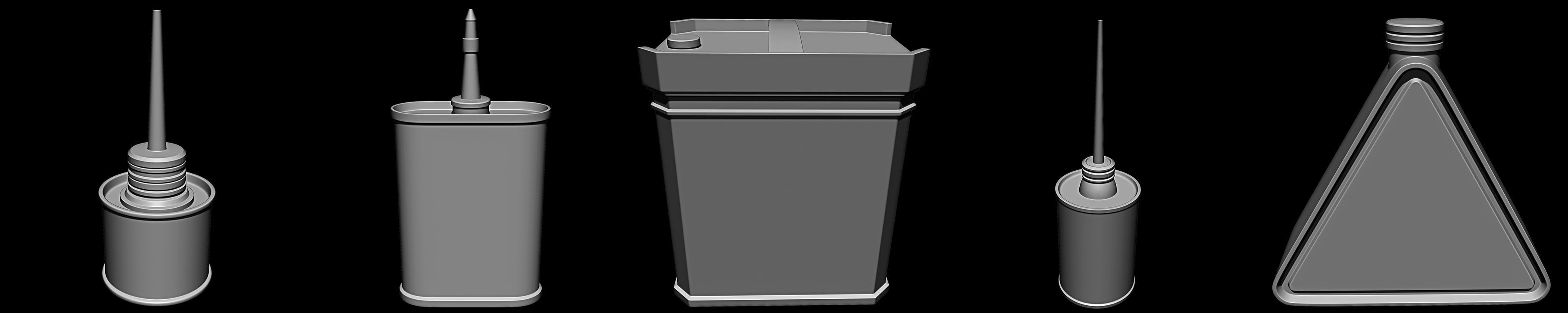 50 Oil Cans Base Mesh Pack Low-poly 3D model_6