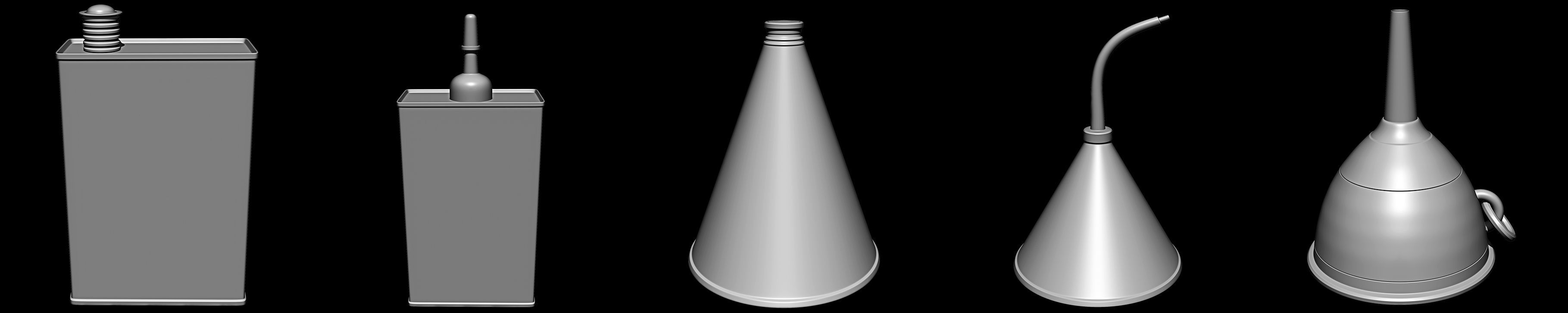 50 Oil Cans Base Mesh Pack Low-poly 3D model_5