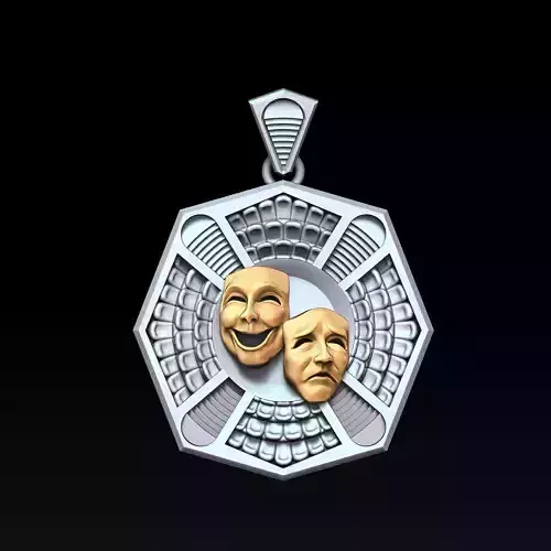Theatre Mask Pendant 3D print model
