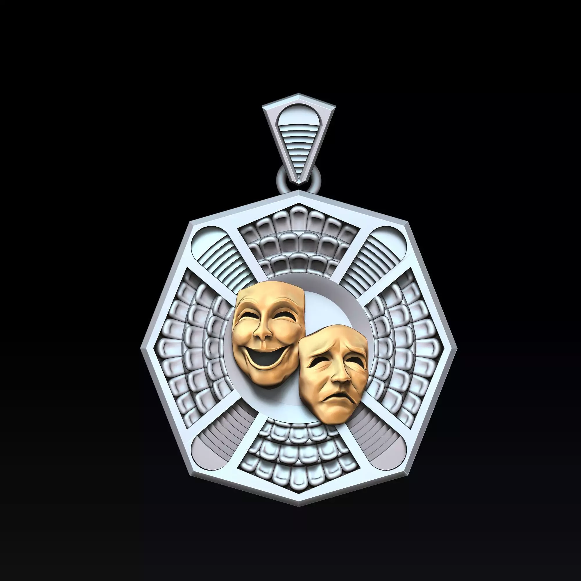 Theatre Mask Pendant 3D print model