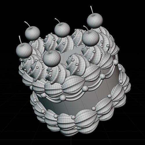 Cute Pink  Heart Shaped Birthday or Wedding Cake 3D model 6