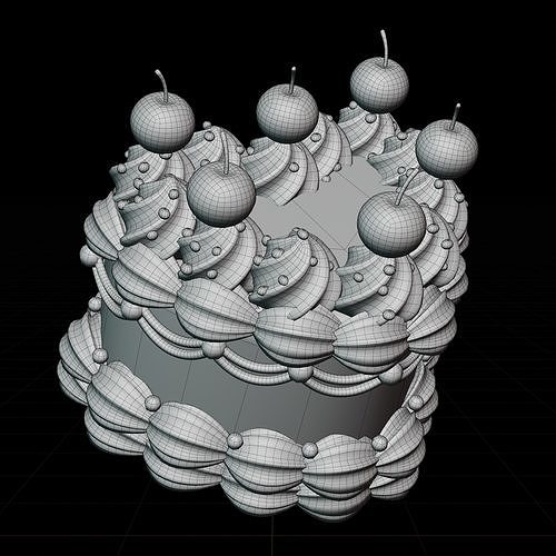 Cute Pink  Heart Shaped Birthday or Wedding Cake 3D model 2