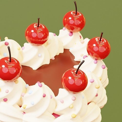 Cute Pink  Heart Shaped Birthday or Wedding Cake 3D model 3