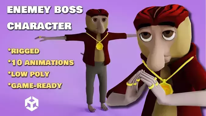 Rigged Cartoon Proboscis Monkey Low-poly 3D model