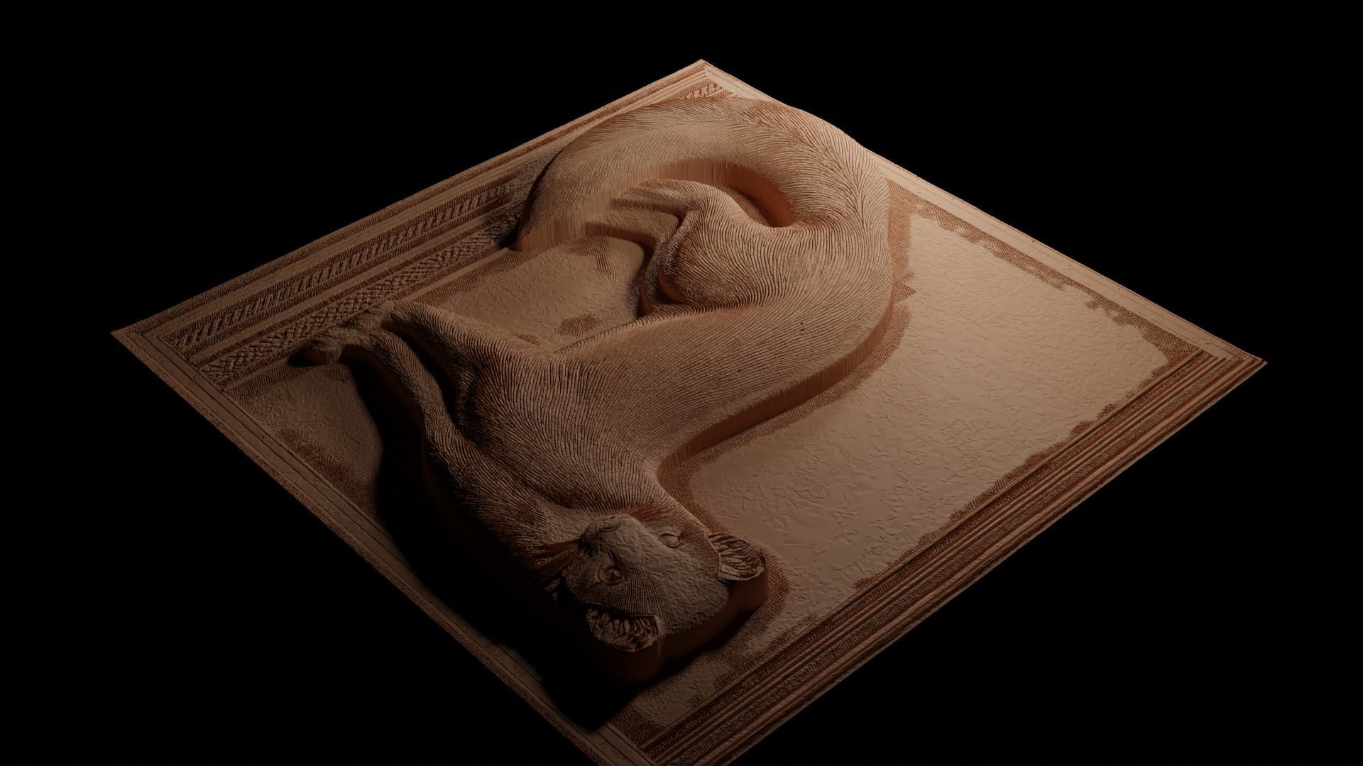 Ermine CNC 3d Print High Relief Sand Casting 3D print model_3