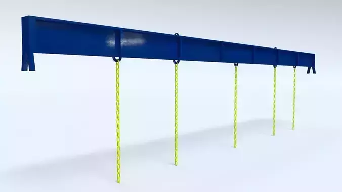 Lifting Beam or Spreader with chains for Cranes Low-poly 3D model