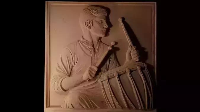 Drummer CNC 3d Print High Relief Sand Casting 3D print model