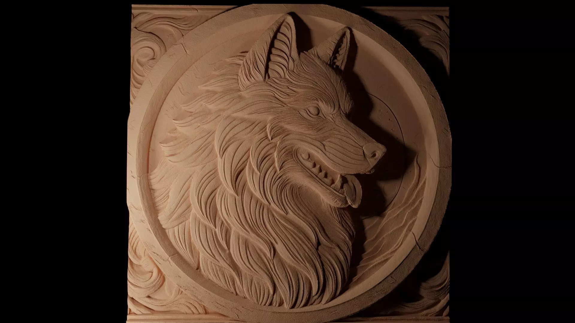 Direwolf CNC 3d Print High Relief Sand Casting 3D print model_0