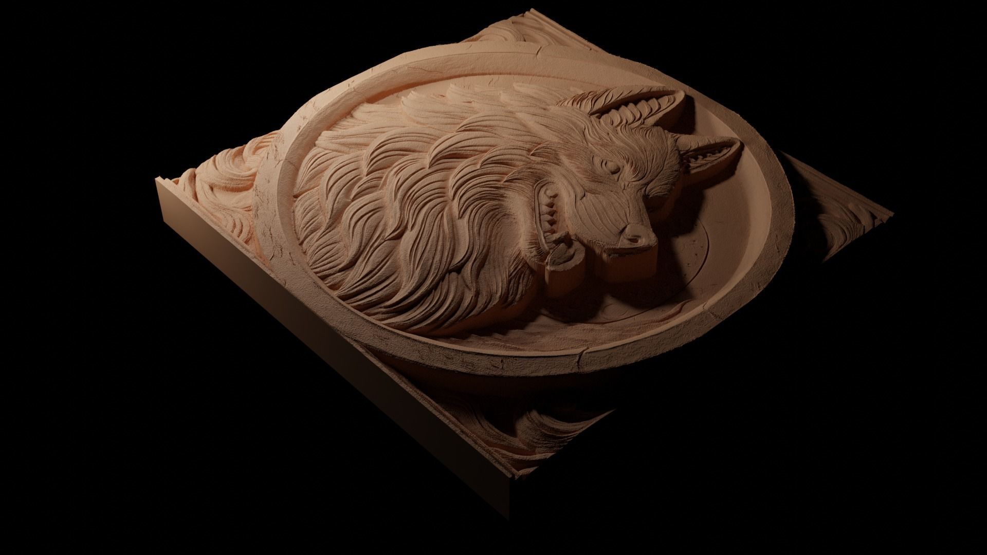 Direwolf CNC 3d Print High Relief Sand Casting 3D print model_1